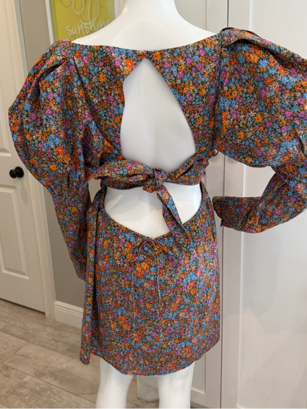 NWT For Love & Lemons 1X Brittany Floral Puff Sleeve Organic Cotton Babydoll - Picture 7 of 11